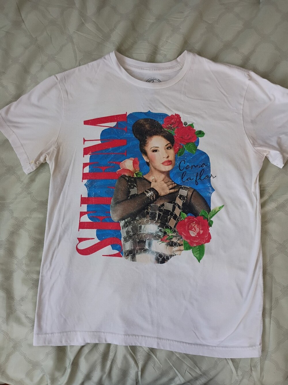 Offical Selena Floral Portrait Print T-shirt